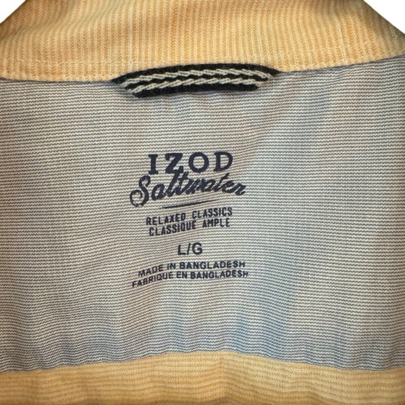 Izod Saltwater Relaxed Classic Sz L Short Sleeve Orange Cotton Button Up Shirt - Picture 4 of 8